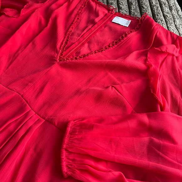 ASOS Elegant Tiered Ruffled Red Midi Dress - Picture 3 of 5